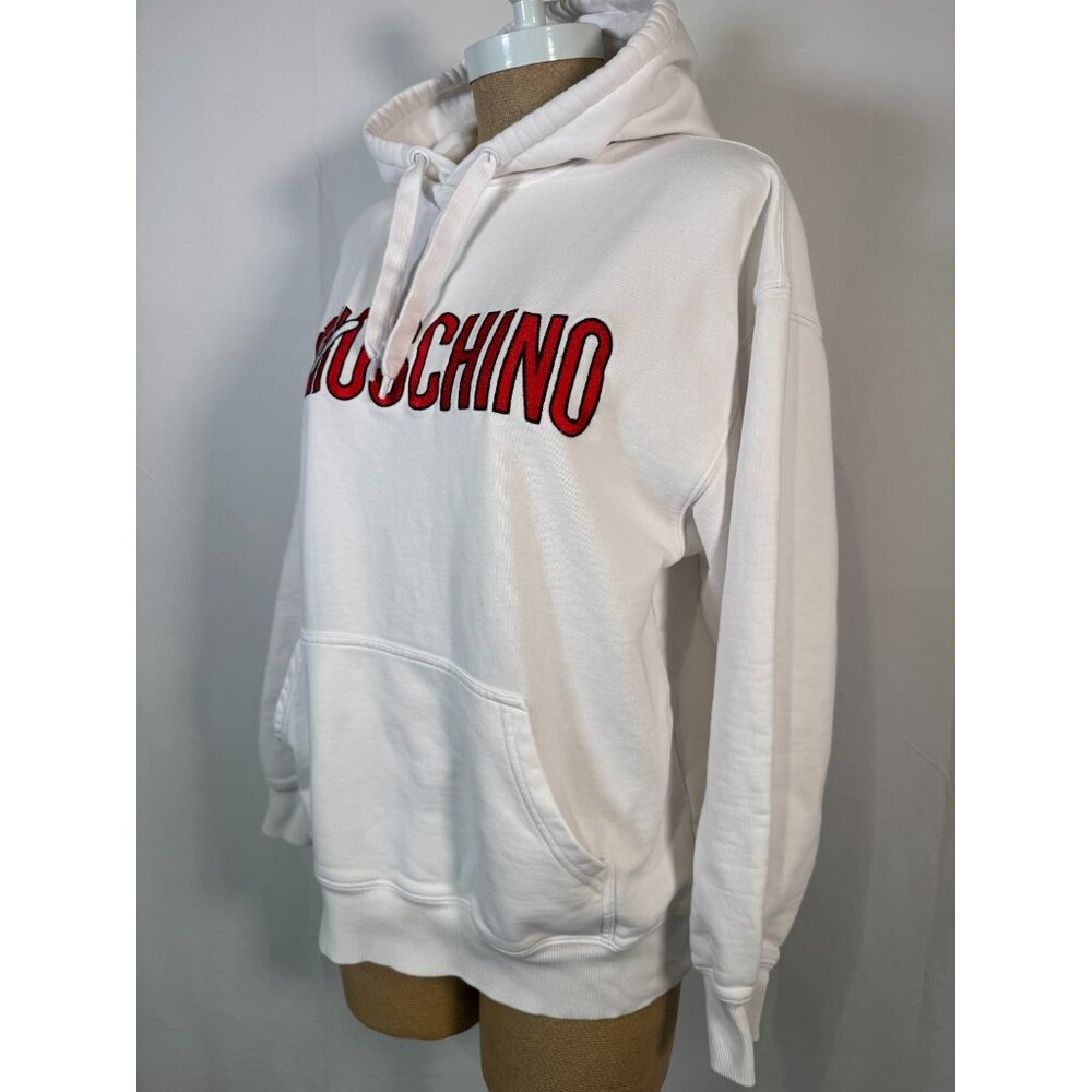 Moschino X MTV White Cotton Hoodie Sweater Sz S Men or Oversized Sz M Women